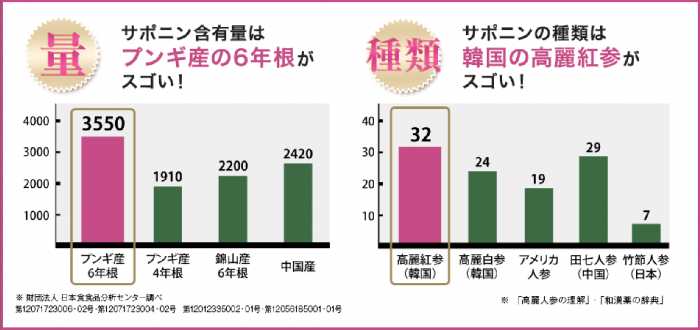 高麗人参のサポニン含有量